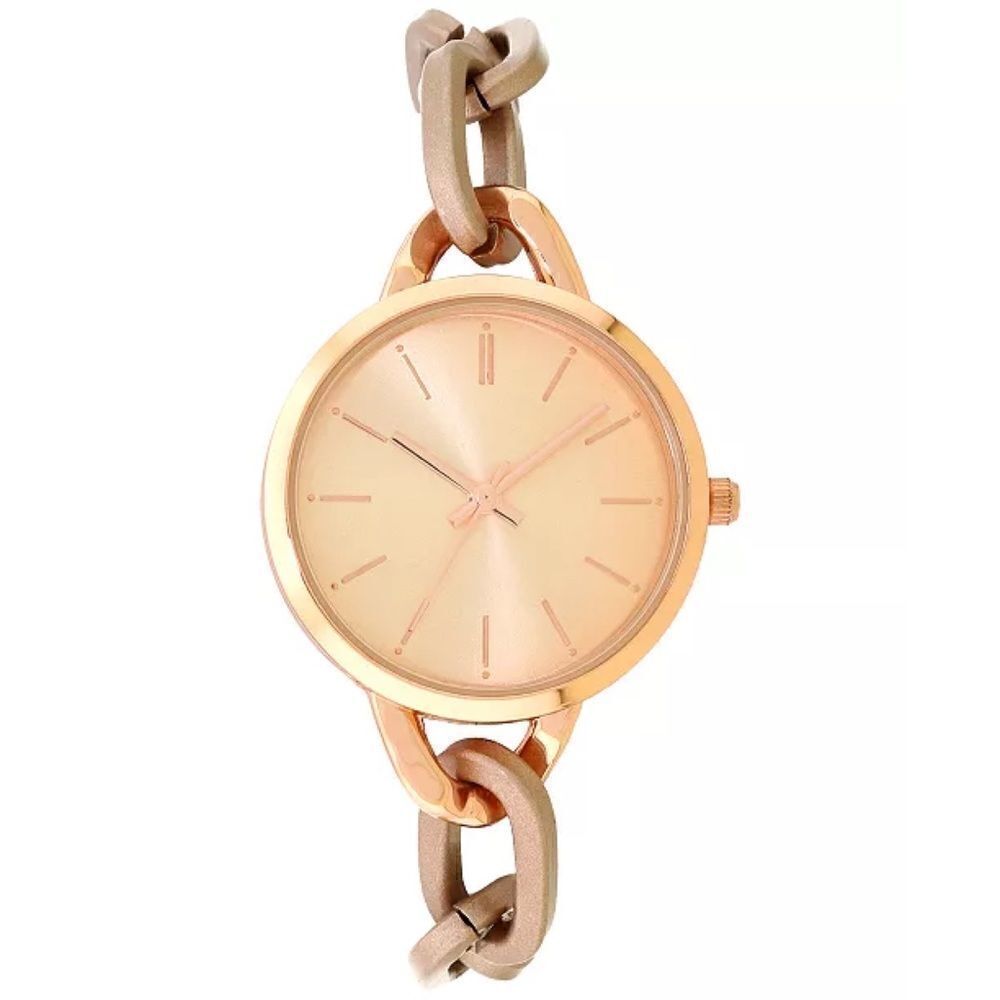 INC Women's Rose Gold-Tone Chain LInk Bracelet Watch 32mm New